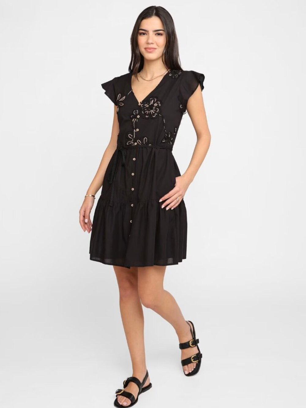 New Devoted, Floral Embroidered Dress